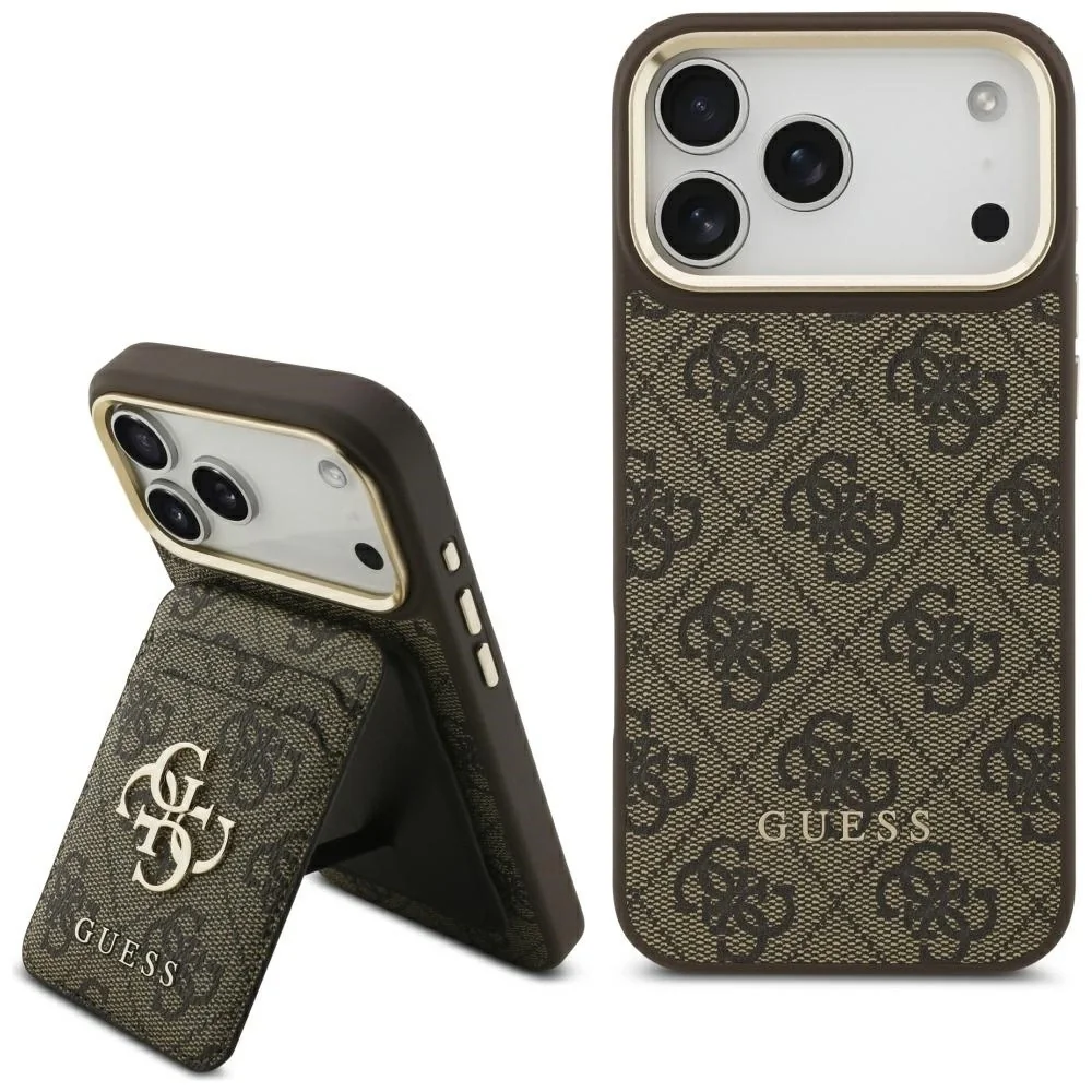 Etui Guess 4G z portfelem Magsafe na iPhone 17 Pro Max - brązowe