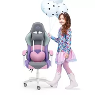 Fotele gamingowe - Fotel Gamingowy Hell's Chair Rainbow Kids Różowy TKANINA - miniaturka - grafika 1