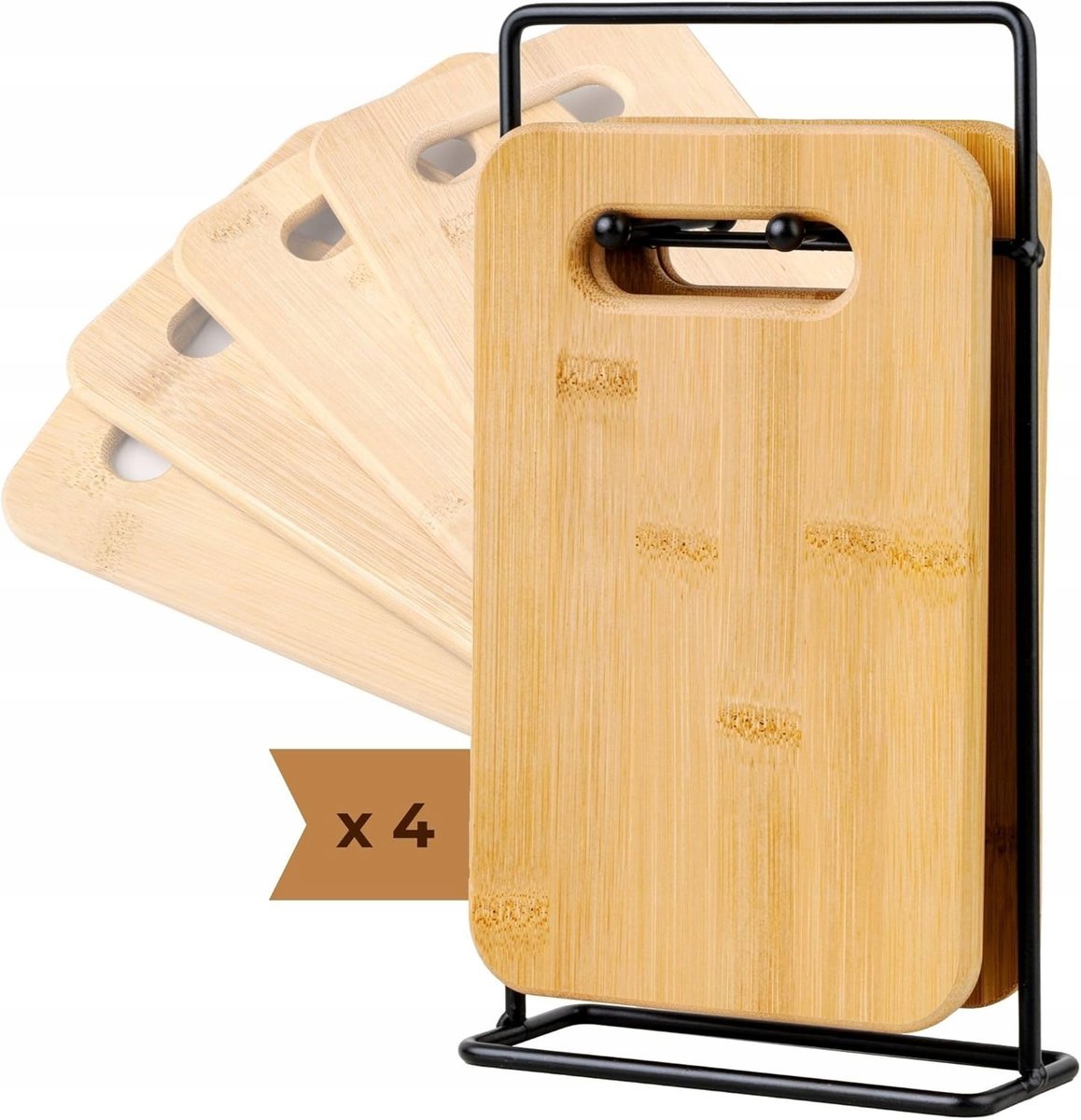 Drewniana deska do krojenia ze stojakiem (4 sztuki)