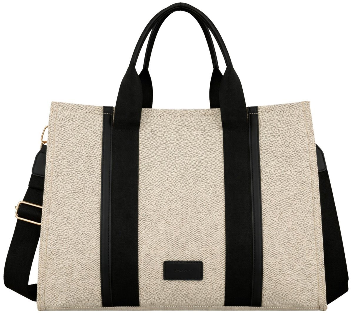 Duża torebka damska beżowa ROVICKY shopper bag na ramię lub do ręki kieszonki na suwak