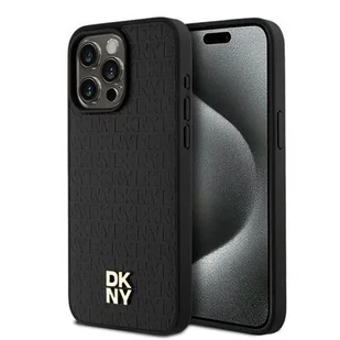 Oryginalne Etui APPLE IPHONE 15 PRO MAX DKNY Hardcase Leather Monogram Pattern Metal Logo MagSafe (DKHMP15XPSHRPSK) czarne - Etui i futerały do telefonów - miniaturka - grafika 1
