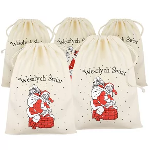 ZESTAW ŚWIĄTECZNYCH WORKÓW PREZENTOWYCH POD CHOINKĘ NA GWIAZDKĘ MIKOŁAJKI MIKOŁAJE - Ozdoby bożonarodzeniowe - miniaturka - grafika 1