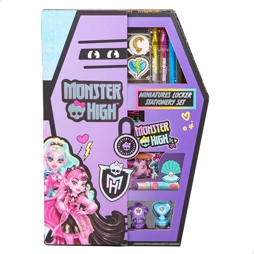 ColorBaby Monster High zestaw do pisania szafy, piórnik, długopisy, znaczki i naklejki, przybory szkolne dla dzieci (77515)