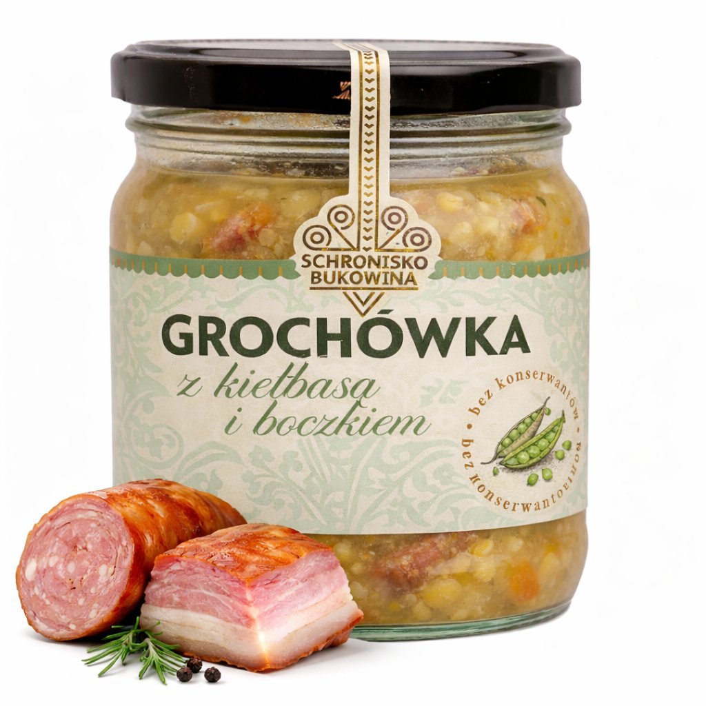Zupa Grochówka 400ml z boczkiem i kiełbasą - Schronisko Bukowina