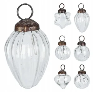 Bombka na choinkę przezroczysta szklana ozdobna 5x3 cm 1szt - Bombki - miniaturka - grafika 1