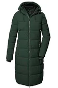 Płaszcze damskie - killtec Damski pikowany płaszcz/płaszcz funkcyjny o wyglądzie puchu z kapturem KOW 56 WMN QLTD CT, ciemnozielony, 46, 41810-000 - miniaturka - grafika 1