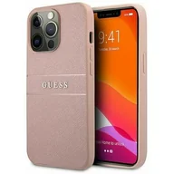 Etui i futerały do telefonów - Guess Etui Saffiano Stripe do Apple iPhone 13 Pro Różowy | GUHCP13LPSASBPI - miniaturka - grafika 1