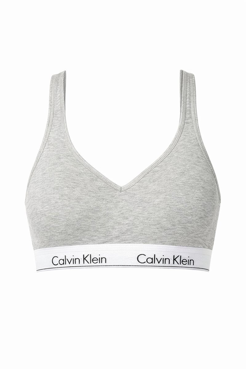 CALVIN KLEIN SZARY MIĘKKI BIUSTONOSZ BAWEŁNIANY Z LOGO XS I3A