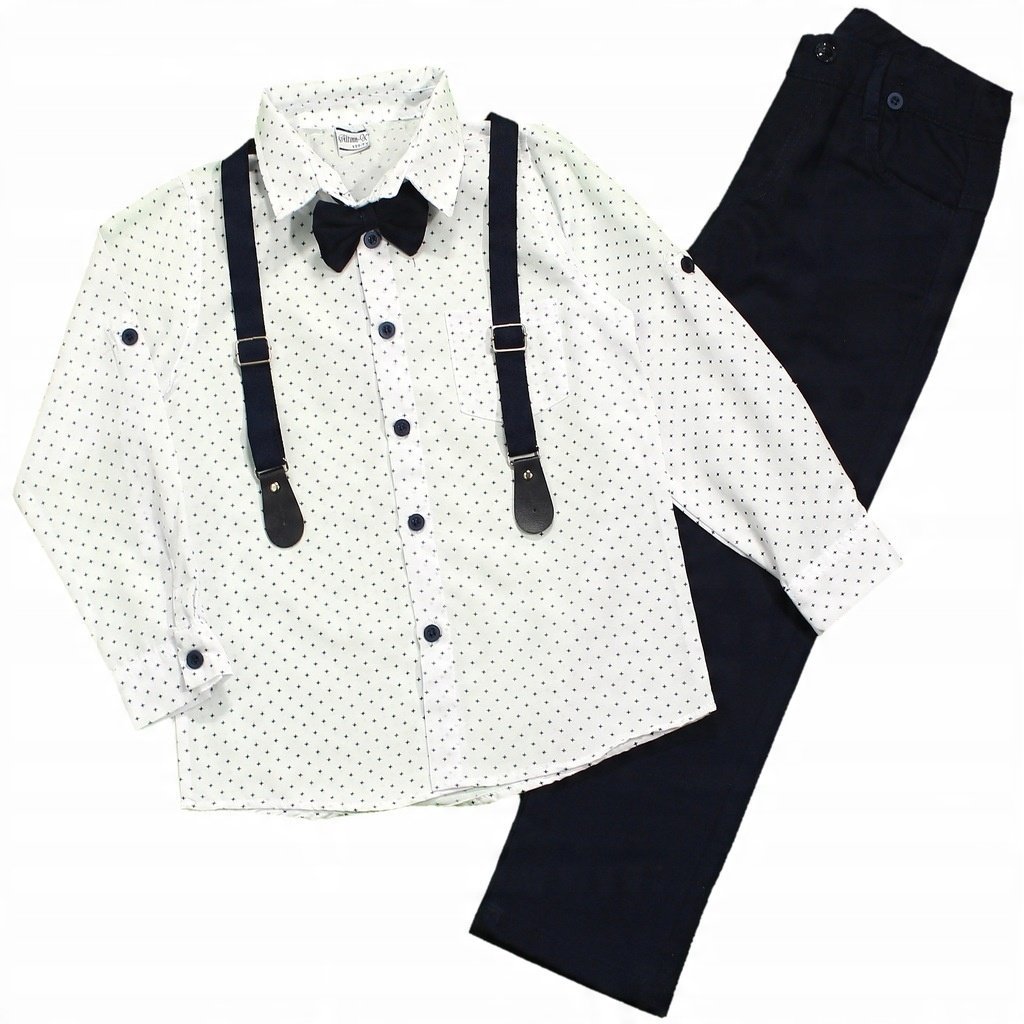 ELEGANCKI Komplet KOSZULA Mucha SZELKI Galowy 92