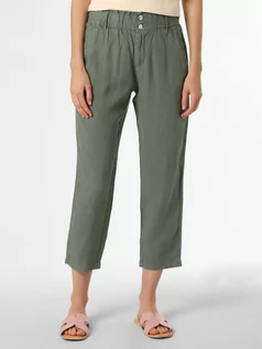 Spodnie damskie - Street One - Damskie spodnie lniane, zielony - grafika 1