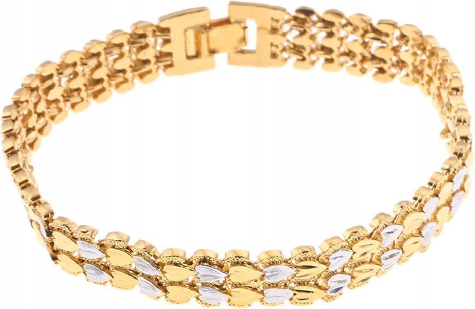 Złota szeroka bransoletka pozłacana elegancka taśma serduszka na prezent