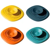 Korki do umywalek - Korek spustowy silikonowy, uniwersalny korek do wanny, filtr ochronny (10 x 10,5 x 2 cm), opakowanie 4 szt. - miniaturka - grafika 1