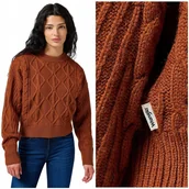 Swetry damskie - Wrangler CABLE KNIT SWEATER Gingerbread rudy wełniany damski sweter S - miniaturka - grafika 1