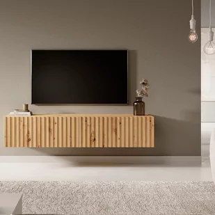 Szafka RTV Telire 140 cm dąb artisan lamele - Szafki RTV - miniaturka - grafika 1