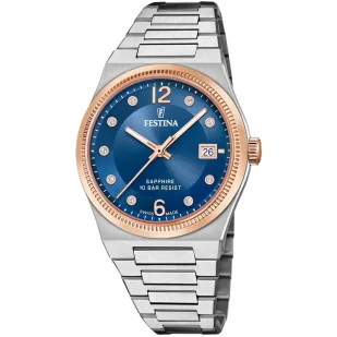Zegarek Festina Swiss Made zegarek damski na bransolecie wodoszczelny z cyrkoniami 20037/2 - Zegarki damskie - miniaturka - grafika 1