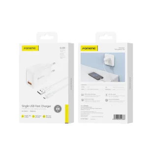 FONENG ładowarka sieciowa EU54 18W 1xUSB QC3.0 + kabel Micro USB Biały - Ładowarki do telefonów - miniaturka - grafika 1