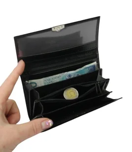 Klasyczny Portfel Damski CZARNY HARO (PL) Poziomy Mały Skóra Włoska 14 x 9 [cm] - Portfele - miniaturka - grafika 5