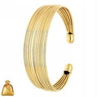 Bransoletki - POZŁACANA BRANSOLETKA DAMSKA ZE STALI CHIRURGICZNEJ, SZTYWNA DLA KOBIETY - miniaturka - grafika 1