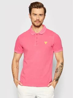 Koszulki męskie - GUESS Polo F1GP00 K9WF1 Różowy Slim Fit - grafika 1