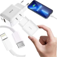 Ładowarki do telefonów - Ładowarka sieciowa 20W USB + typ C USB-C PD QC 3.0 + Kabel 1M do iPhone iPad iPod biały - miniaturka - grafika 1