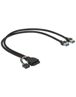 Delock Kabel USB3.0 19pin+9pin - 2x USB 3.0 A 0.45m 83829 (83829) - Kable komputerowe i do monitorów - miniaturka - grafika 1
