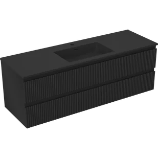 Mexen Rivel szafka łazienkowa 140 cm z umywalką Otis, 2 szuflady, ryflowana , czarna mat - 91A20-14047-2-BFF71-W18M71 - Szafki łazienkowe - miniaturka - grafika 1