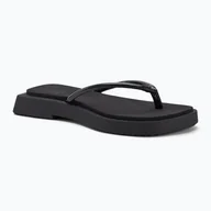 Klapki i japonki damskie - Japonki damskie Calvin Klein YW0YW01716 Sq Low Wedge Sandal Stitch triple black - miniaturka - grafika 1