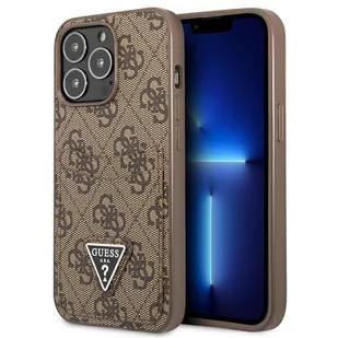 Etui Guess do iPhone 13 Pro / 13 6,1" brązowy/brown hardcase 4G Triangle Logo Cardslot - Etui i futerały do telefonów - miniaturka - grafika 1