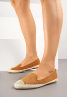 Espadryle damskie - Brązowe Espadryle Ozdobione Plecionką Tiaziane - miniaturka - grafika 1