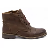 Buty zimowe męskie - Buty męskie skórzane trzewiki 312 brązowe - Buty Olivier - miniaturka - grafika 1