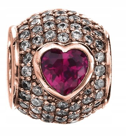 Charms Różowe Serduszko różowe złoto srebro 925