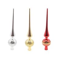 Ozdoby bożonarodzeniowe - Czubek na choinkę plastikowy 28 cm czerwony / złoty / srebrny - miniaturka - grafika 1