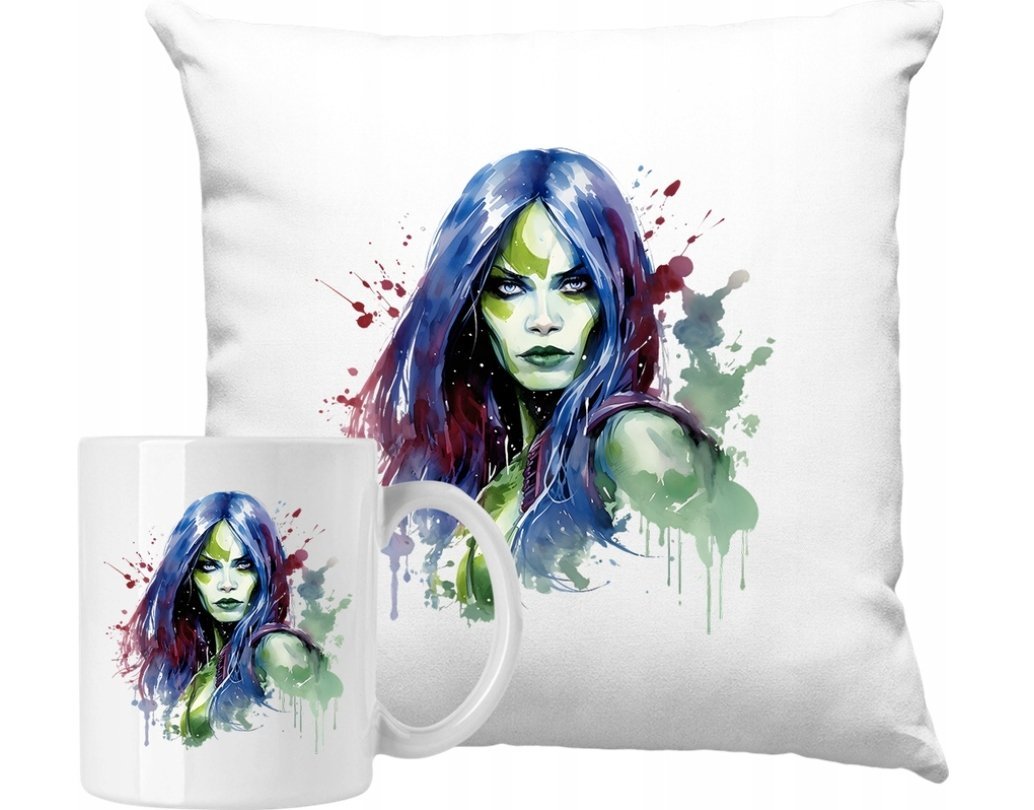 ZESTAW PODUSZKA + KUBEK Gamora Marvel Pomysł Na Prezent +IMIĘ #2