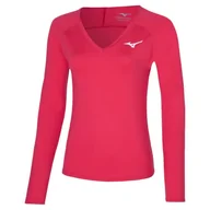 Koszulki i topy damskie - Mizuno Damska koszulka tenisowa L/S, czerwona opera, XS - miniaturka - grafika 1