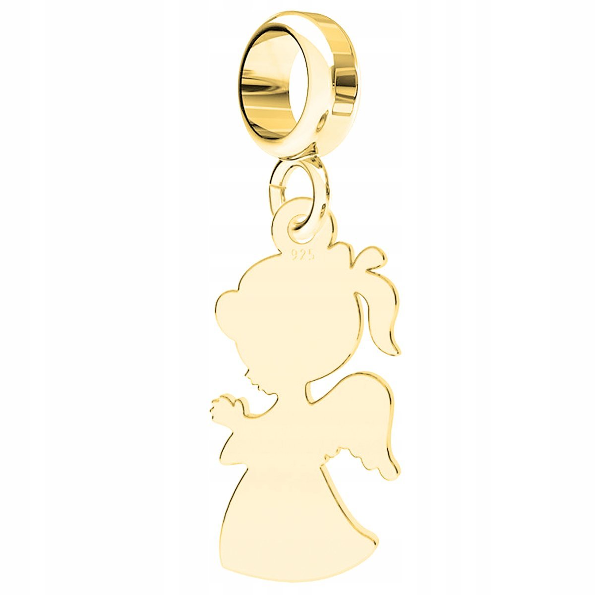 Charms Złoty Anioł Dziewczynka Blaszka z Aniołem Stróżem Angel SREBRO 925