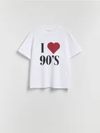 Koszulki i topy damskie - Reserved - T-shirt z nadrukiem - biały - miniaturka - grafika 1