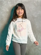 Swetry dla dziewczynek - Sinsay - Bluza z falbankami - kremowy - miniaturka - grafika 1