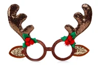 Dodatki do strojów karnawałowych - Okulary Świąteczne, Holly Jolly, Rogi Renifera - miniaturka - grafika 1