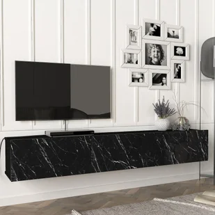 Szafka pod TV 'Vihti' 180x31x29,5cm marmur, czarny - Szafki RTV - miniaturka - grafika 1