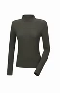Koszulki jeździeckie - Pikeur Golf damski prążkowany - black olive - miniaturka - grafika 1