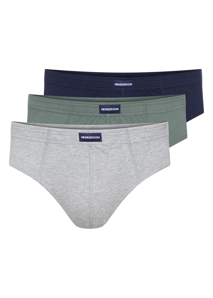 Majtki męskie slipy Classic Henderson 3-pak granatowy, zielony khaki, jasnoszary XL