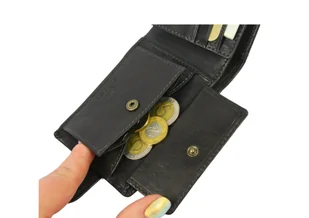 Portfel Męski Skórzany EL FORREST Mały Skóra Bydlęca Poziomy Z Zapinką Jedno Skrzydełko 851 19 RFID CZARNY 11 x 8 x 2 [cm] - Portfele - miniaturka - grafika 9