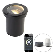 Oprawy, klosze i abażury - QAZQA Inteligentny punkt naziemny na zewnątrz  czarny  regulowany  z Wi-Fi GU10 - Delux - miniaturka - grafika 1