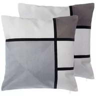 Poduszki dekoracyjne - Beliani Zestaw 2 Poduszek Dekoracyjnych Geometryczny Wzór 45 X 45 Cm Szary Wed - miniaturka - grafika 1