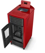 Piece wolnostojące - HELENA piec kominkowy, kominek na pellet 12 kW. - czerwony - miniaturka - grafika 1