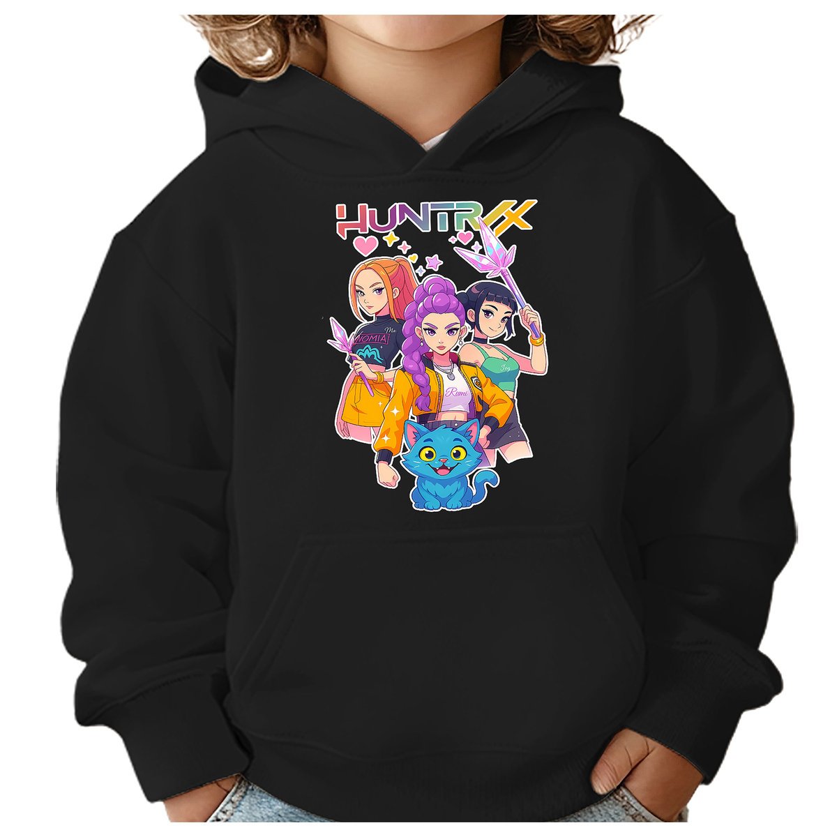 BLUZA DZIECIĘCA K-POPOWE ŁOWCZYNIE DEMONÓW HUNTRIX 122-128 Z KAPTUREM