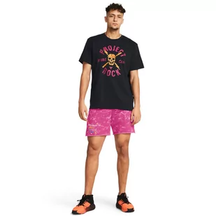 Męskie spodenki treningowe Under Armour Project Rock Terry Printed UG Shorts - różowe - UNDER ARMOUR - Spodnie sportowe męskie - miniaturka - grafika 1
