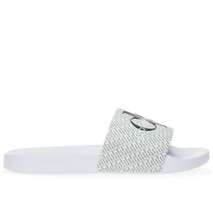Klapki Calvin Klein Slide AOP YW0YW01407-01W - białe - Klapki i japonki damskie - miniaturka - grafika 1