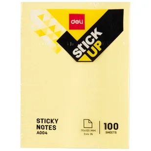 Karteczki notes samoprzylepny notatnik organizer Deli 76mm*101mm 100 kartek żółte - Gadżety  do biura - miniaturka - grafika 1