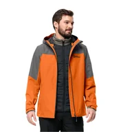 Kurtki męskie - Męska kurtka 3w1 Jack Wolfskin GLAABACH 3IN1 JKT M smokey grey - S - miniaturka - grafika 1